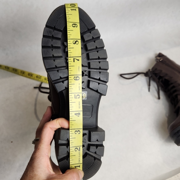 Size 6.5 Platform boot Leather Chunky combat boot Brown color STEVE MADDEN - Picture 12 of 15